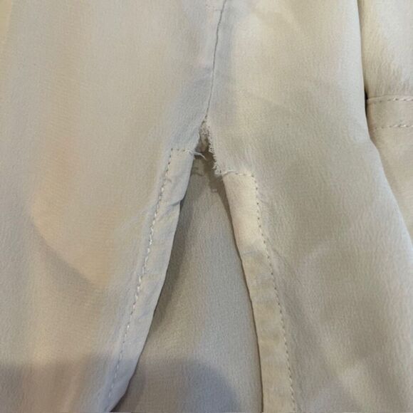 Equipment Silk Button Front Shirt Chest and Side Pockets Cream Color Oversized S - Picture 9 of 14